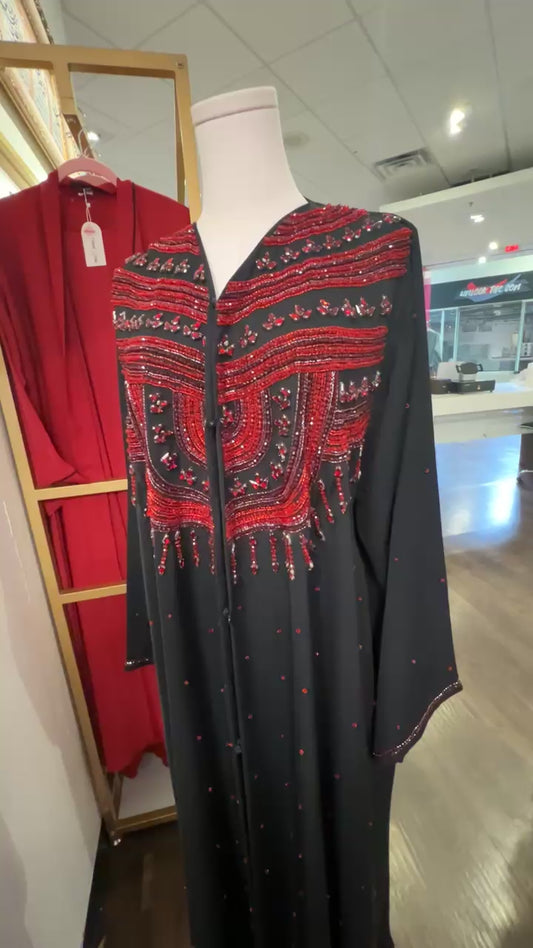 Black and red abaya