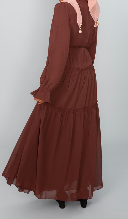 Brown layered Chiffon Dress