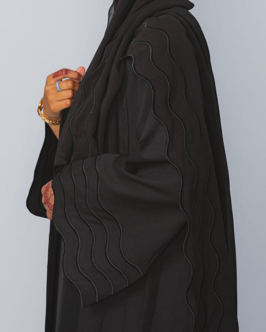 Open abaya with embroidery design