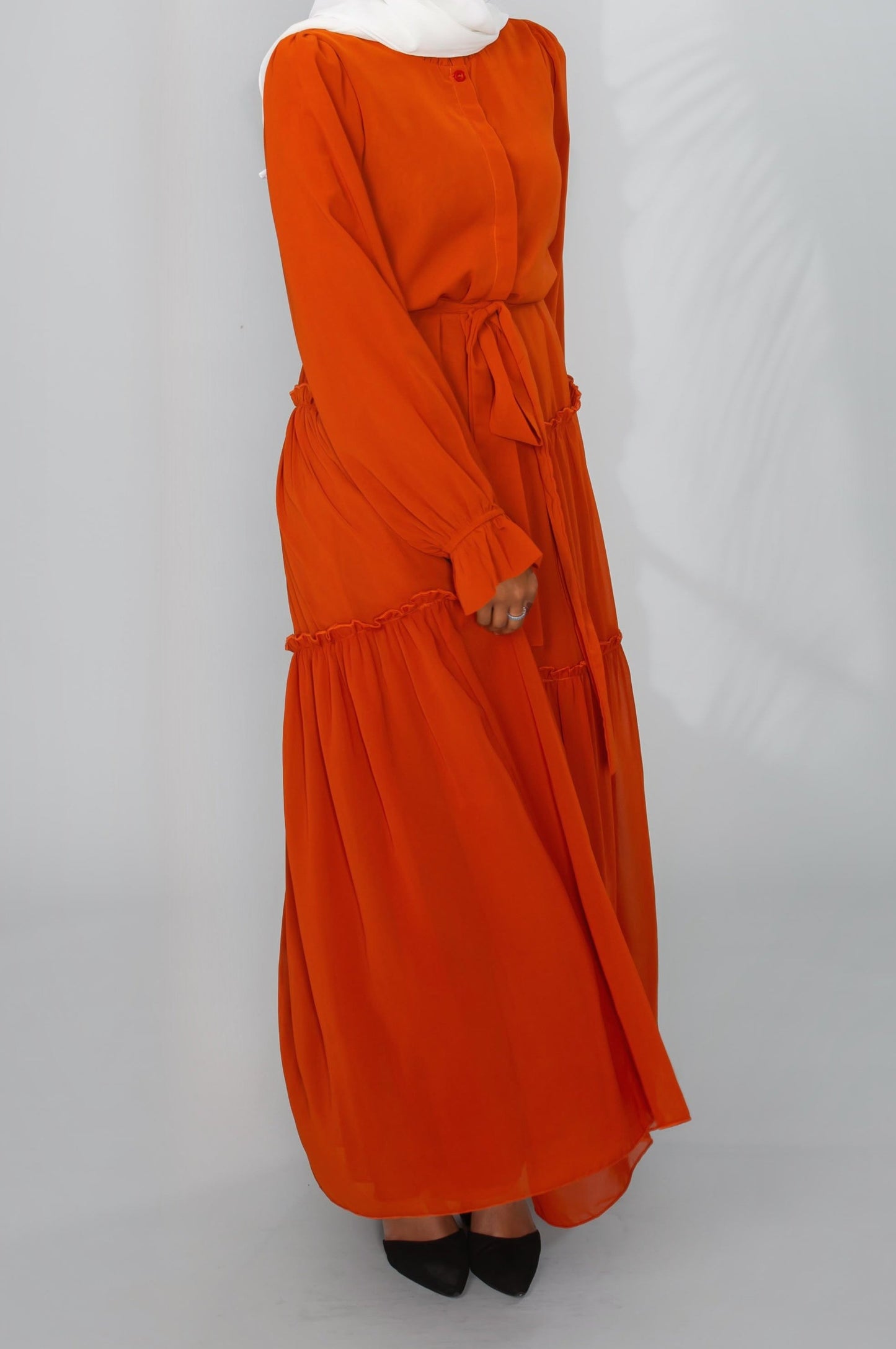 Orange layered Chiffon Dress