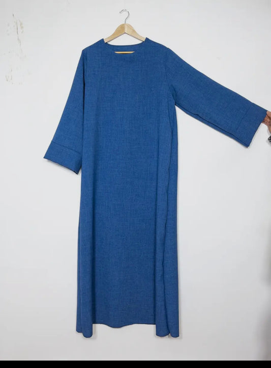 Solid color linen plain Abaya