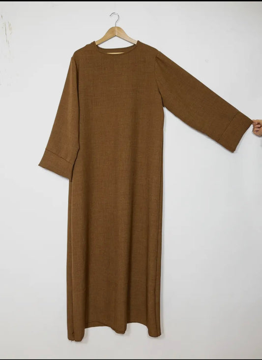 Solid color linen plain Abaya