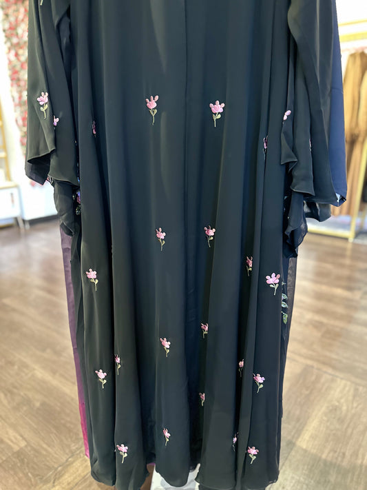 flower embroidered abaya