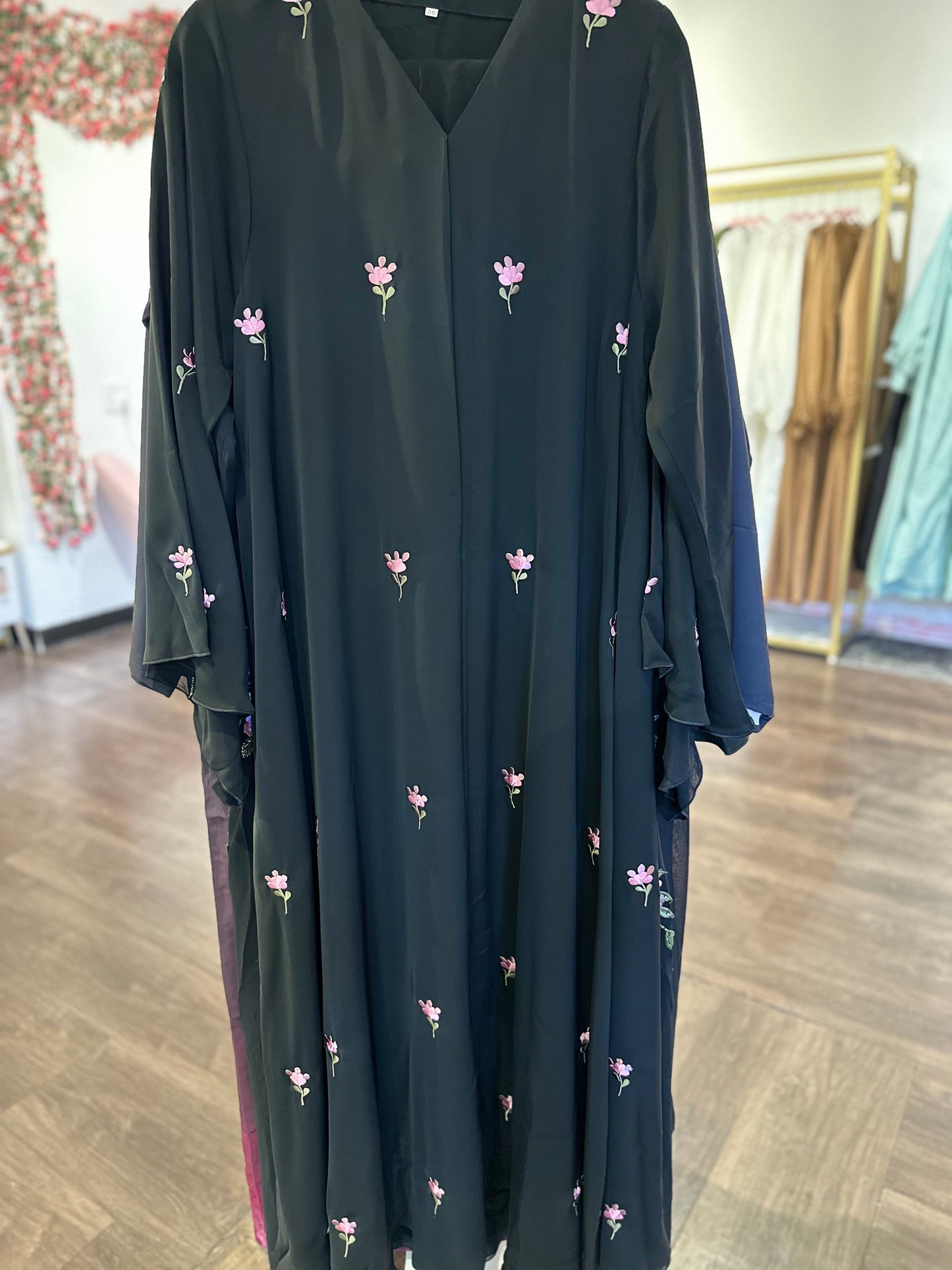 flower embroidered abaya