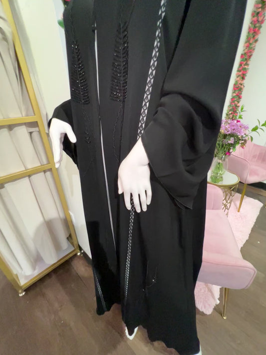Black pearl lace abaya