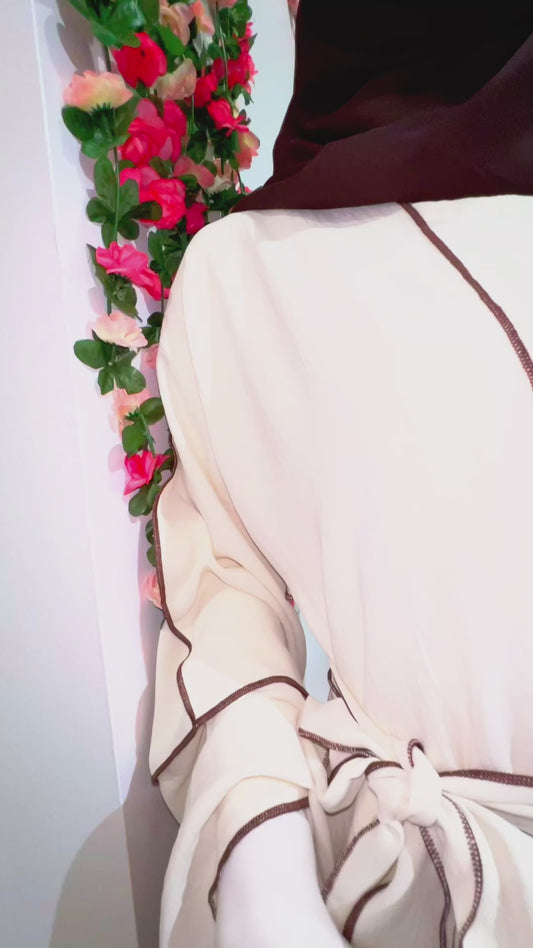 Cream Three piece abaya