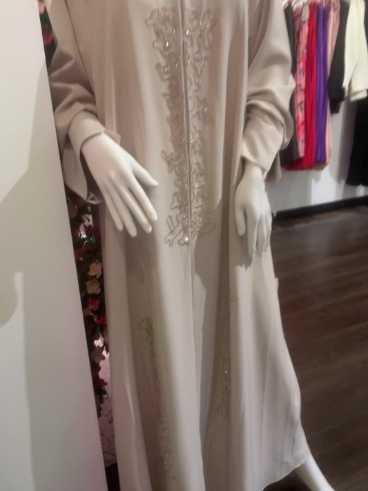 Premium Light beige open Abaya