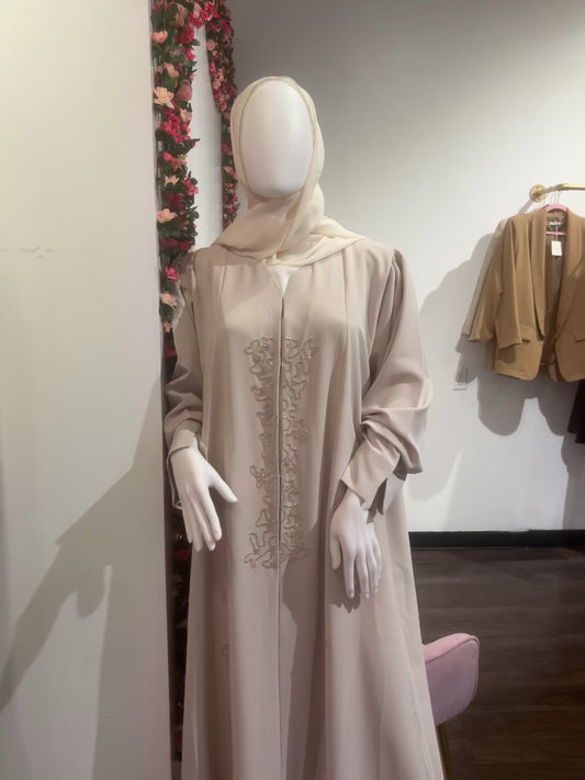 Premium Light beige open Abaya